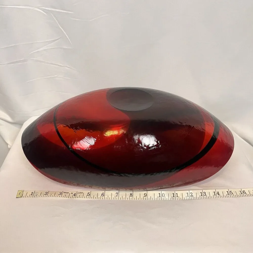 Crate & Barrel Iridescent Fossili Murano Oil Slick Glass Centerpiece Bowl
